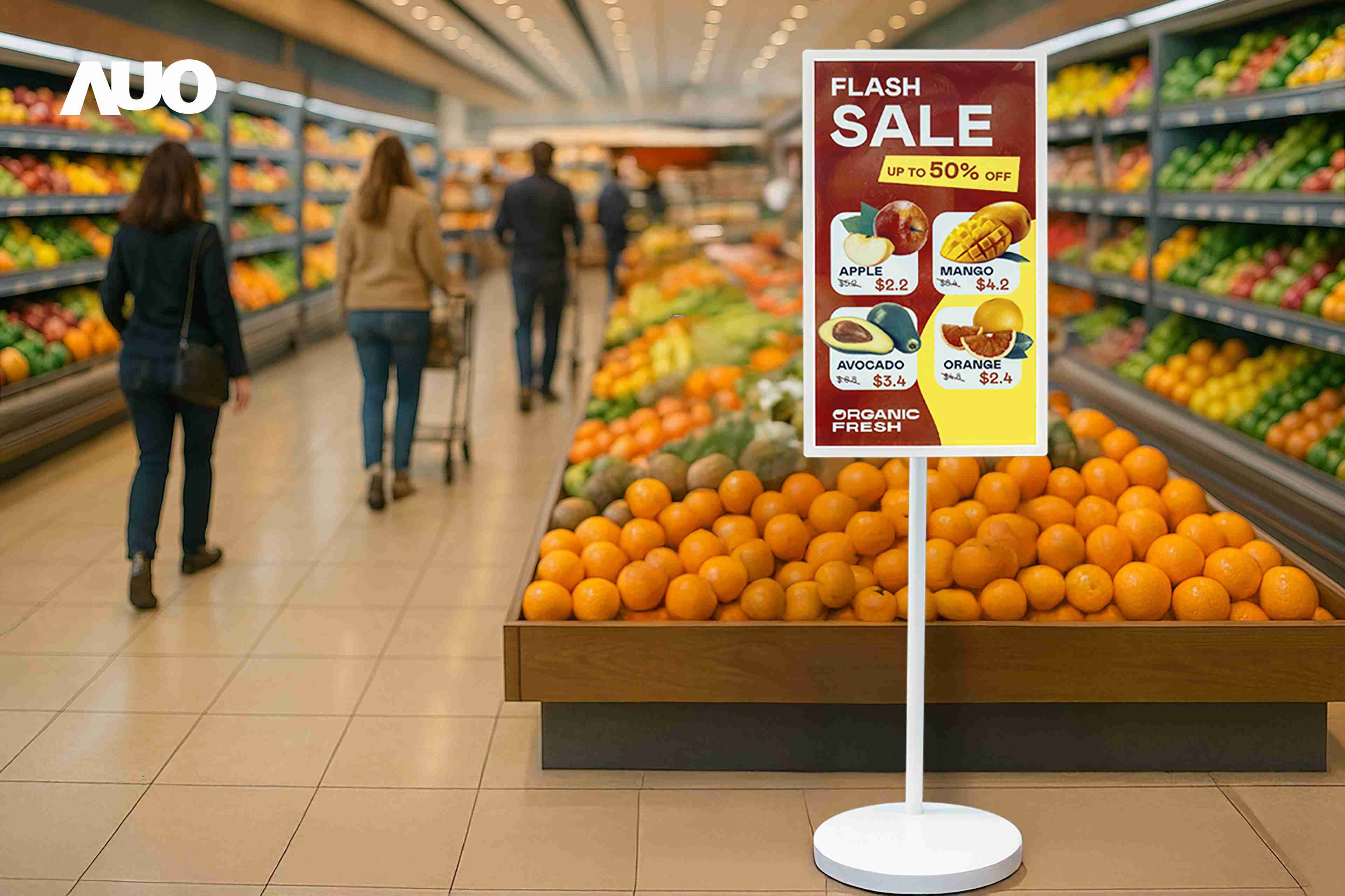 达擎首亮相低功耗、、、全彩的〝aecoPost电子纸解决方案〞，，仅在更新画面时需要微量的电力驱动，，，无需布建电线的便捷设计，，使其可灵活应用、、随意置放，，，并可透过云端或行动装置app，，，轻松管理及排程广告内容，，，晋升店头营销利器。。。。